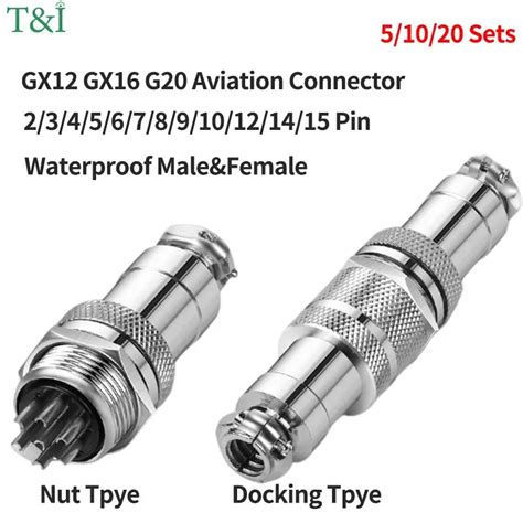 5 10 20Sets GX12 GX16 GX20 Aviation Plug Aviator Socket Butt Joint Male