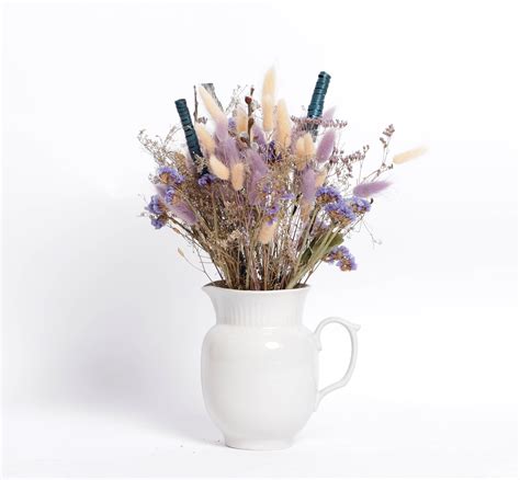 Dried Flower Pussy Willow And Bunny Tails Bouquet Vase Etsy