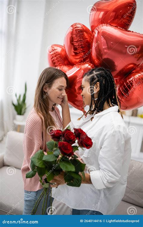 Lesbian African American Woman Touching Cheek Stock Photo Image Of Interracial Event