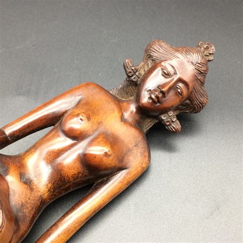Vintage Indonesian Semi Nude Carved Wooden Figure