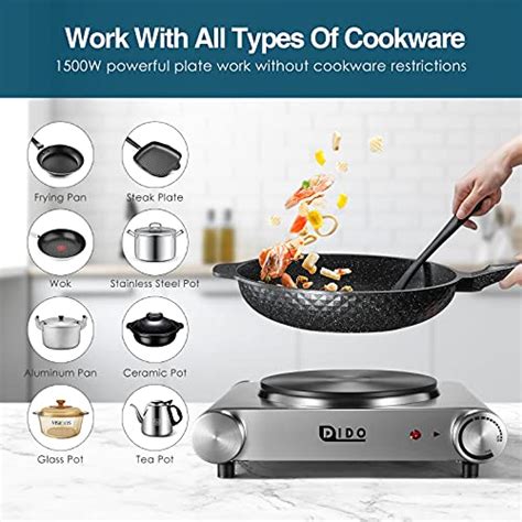 DIDO W Hot Plate Countertop Cast Iron Single Burner For Cooking Portable X