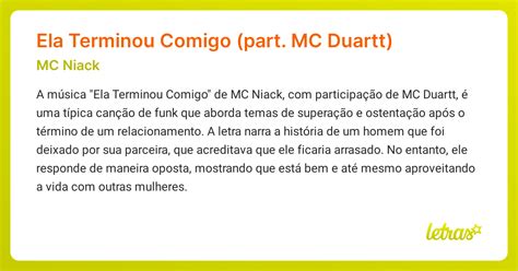 Ela Terminou Comigo Letra - Significado da música Ela Terminou Comigo (part. MC Duartt) (Niack ...