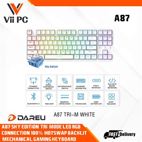 Dareu A A Pro Tri Mode Connection Hot Swappable Rgb Led Backlit Mechanical Gaming