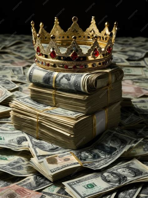 Premium AI Image | a crown on top of a pile of cash