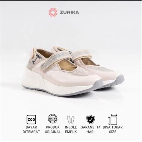 Jual ZUNIKA Yasmin Nude Slip On Velcro Sepatu Sneaker Wanita Shopee Indonesia