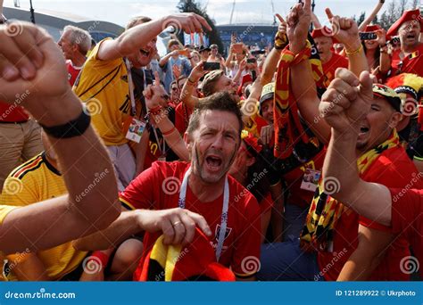 Belgian Football Fans Singing At Saint Petersburg Stadium During Fifa