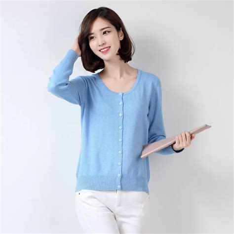 Buy Korean Style Solid Color Women Knitted Cardigan