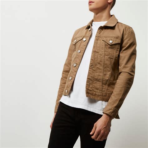 River Island Light Brown Denim Jacket For Men Lyst