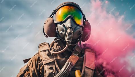 Premium Photo A Man Wearing A Gas Mask With The Words Gas On It