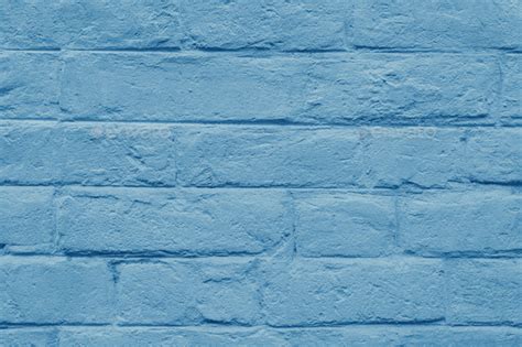 Stained Old Stucco Blue Painted Brick Wall Background Aged Masonry