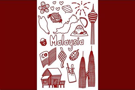 Set Of Malaysia Doodles Grafik Von Firdausm601 Creative Fabrica