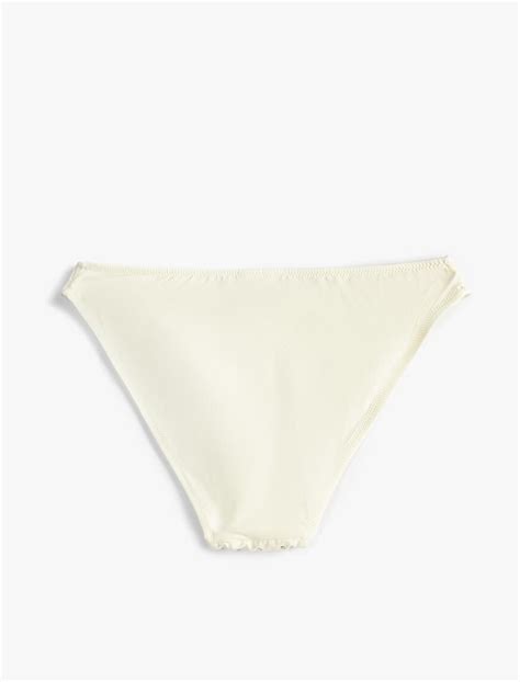 Beyaz Kad N Bikini Alt V Kesim Normal Bel Parlak Ta Lemeli Sak Mm Koton