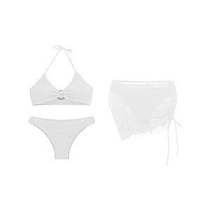 Generico Costume Da Bagno Da Donna In Pezzi Bikini Con Anello All Americana E Gonna Coprente