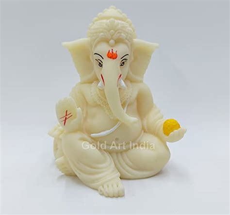 Buy Gold Art India Ivory Finish Gaddi Ganesh Idol For Car Dashboard