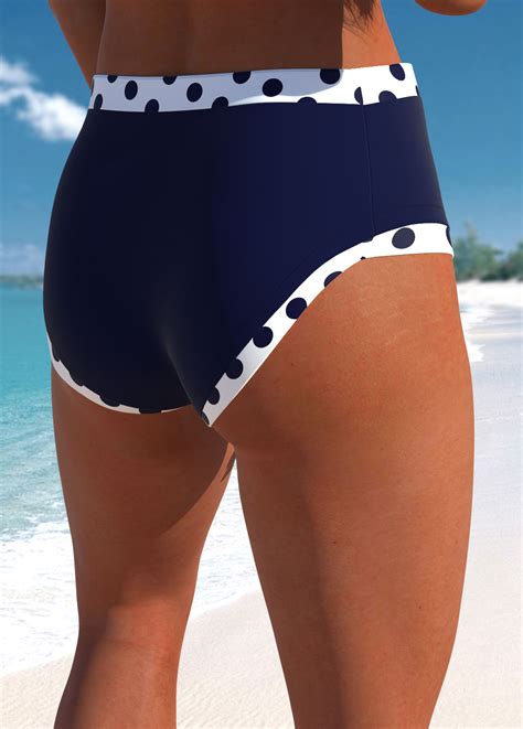 High Waisted Polka Dot Navy Bikini Bottom Modlily Usd