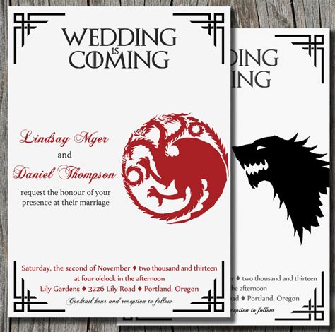 Game Of Thrones Wedding Invitation Wedding Invitation Ecard