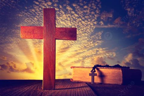 Wooden Christian Cross Sunset