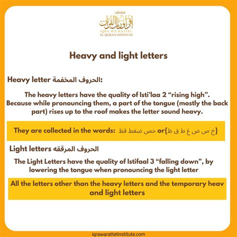 Heavy And Light Letters 💻 Learn Tajweed With One Of Our Qualified Quran