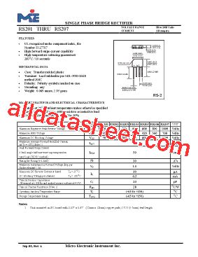 RS205 Datasheet(PDF) - List of Unclassifed Manufacturers