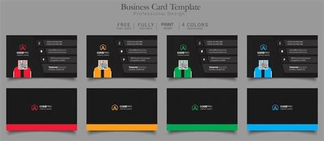 Premium Psd Business Card Template 4 Color Variations Print Template