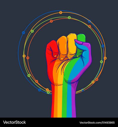 Rainbow Colored Hand With A Fist Raised Up Gay Vector Image