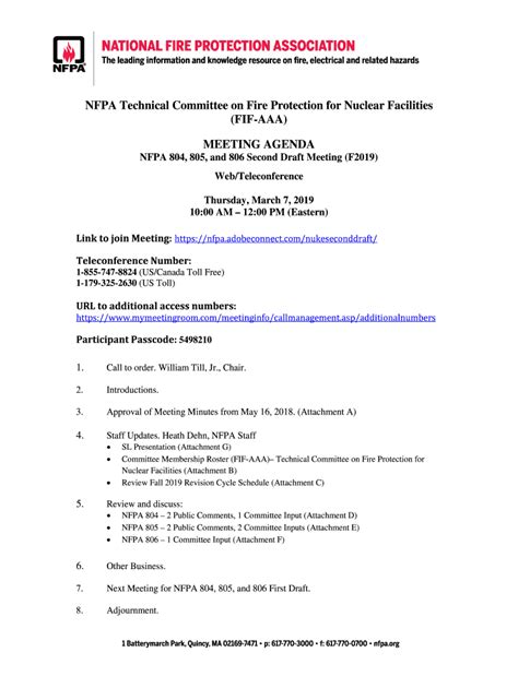 Fillable Online Nfpa Technical Committee On Fire Protection For Nuclear