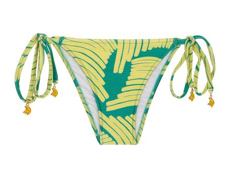 Grün gelbgemusterte Bikinihose mit Accessoire Bottom Banana Yellow Invisible Bikini BRASIL Shop