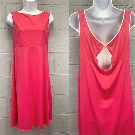 Vintage S Hot Pink Nylon Lingerie Nightgown W Ke Gem