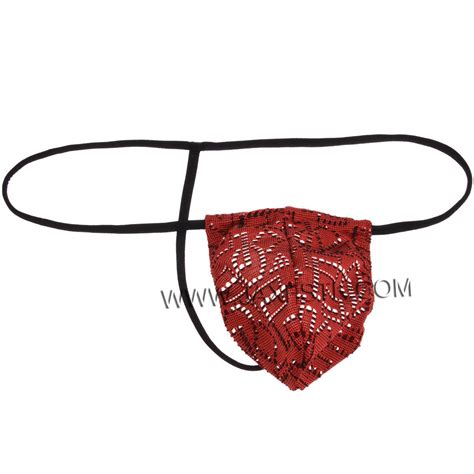 Sexy Pouch Mini Bikini T Back Men Thong Hollow Jacquard G String Underwear