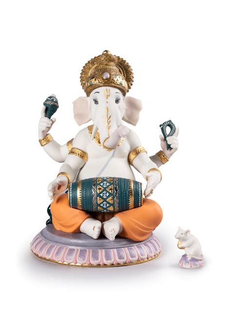 Mridangam Ganesha Figurine Limited Edition Lladro Usa