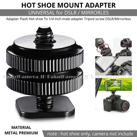 Jual Adapter Flash Hot Shoe To Inch Male Tripod Screw Dslr Mirrorless Action Camera