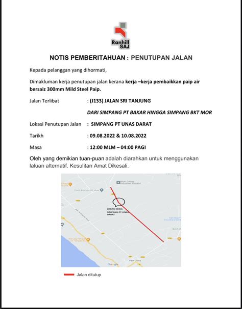 Jkr Malaysia On Twitter Notis Penutupan Jalan