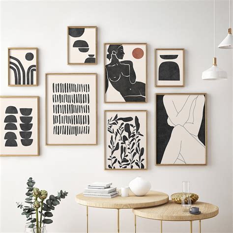 Abstract Nude Woman Line Drawing Minimalist Geometric Poster Canvas