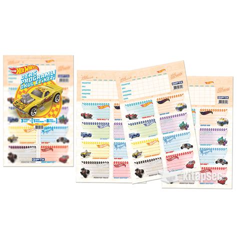 Hot Wheels Ders Programı Okul Etiketi 16x24 3 Yaprak 5410 Gıpta 8697236423219