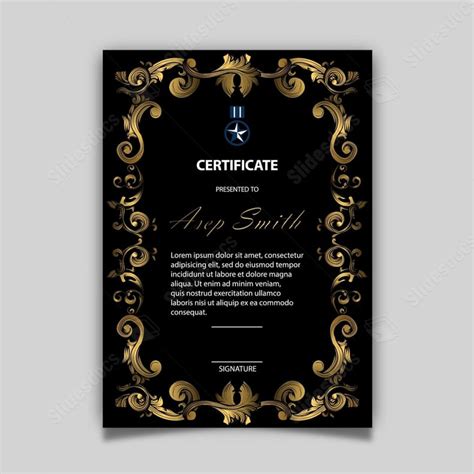 Gold Golden Certificate Recognition Frame Certificates Royal Vintage