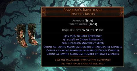 path  exile  ralakeshs impatience riveted boots guides