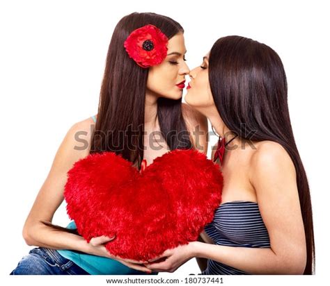 Two Beautiful Sexy Lesbian Women Kissing Stock Photo 180737441