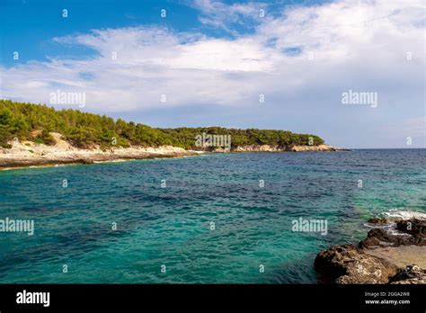 Srebrna Beach On The Island Of Vis In Croatia Seen From The Other