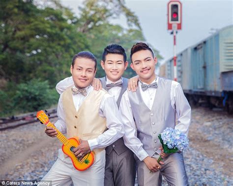 Three Gay Thai Men Tie The Knot In Fairytale Ceremony Daily Mail Online