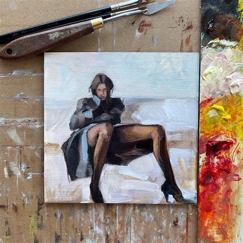 Erotic Original Art Naked Woman Oil Painting Nude Women Faceless Portrait Small Framed Wall