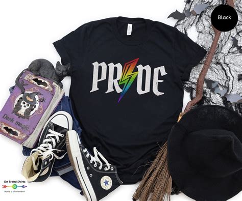 Rainbow Pride Shirt Gothic Gay Shirt Thunderbolt LGBT Shirt Nu Goth Queer Shirt Witchy