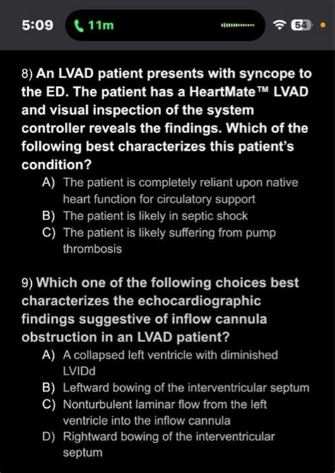 Solved 6 An LVAD Patient Presents To The ED Due To A System Chegg