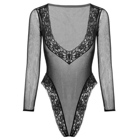 Sexy Lingerie col v profond Lace un morceau résille Body Lingerie des femmes Cdiscount