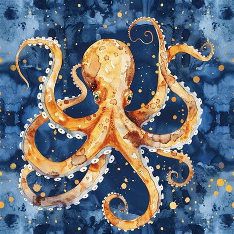 watercolor octopus seamless art  stock photo public domain pictures