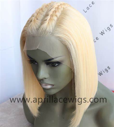 Color Blonde Glueless Lace Front Wig Bob Cut Preplucked Hairline