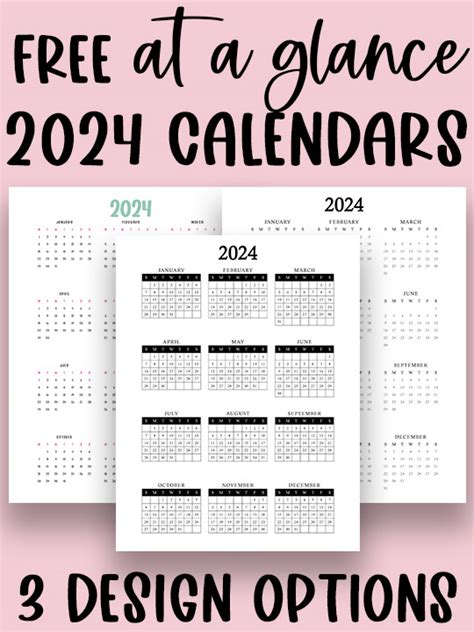 Free Printable Year At A Glance Calendar Krafty Off