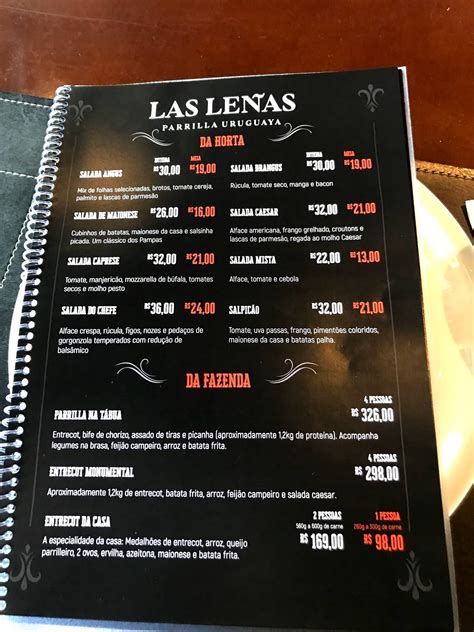 Menu Em Las Le As Parilla Uruguaia Restaurante Canoas Parkshopping