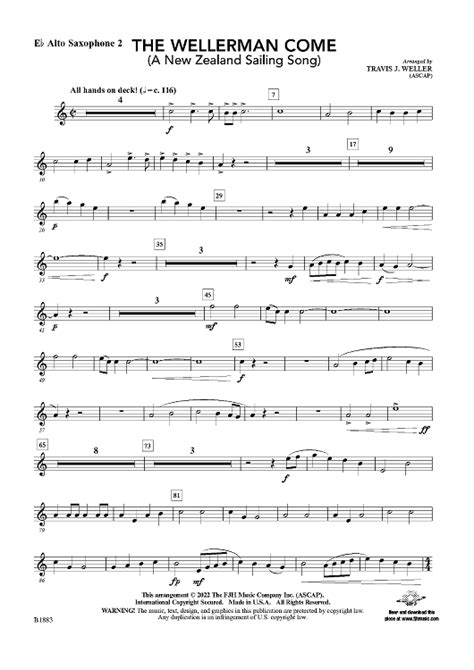 The Wellerman Come Eb Alto Sax 2 Sheet Music For Concert Band