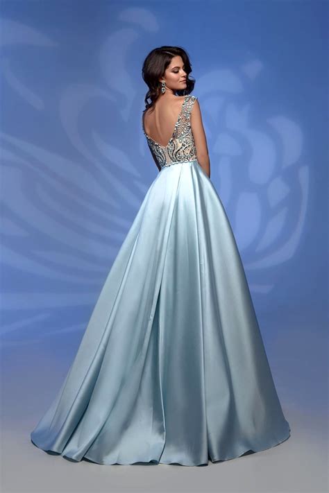 Красивое голубое платье в пол Ellie 32359 dusty blue | Купить вечернее ...