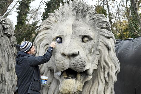 Meticulous Restoration Of Iconic Chain Bridge Lions Photos Hungary